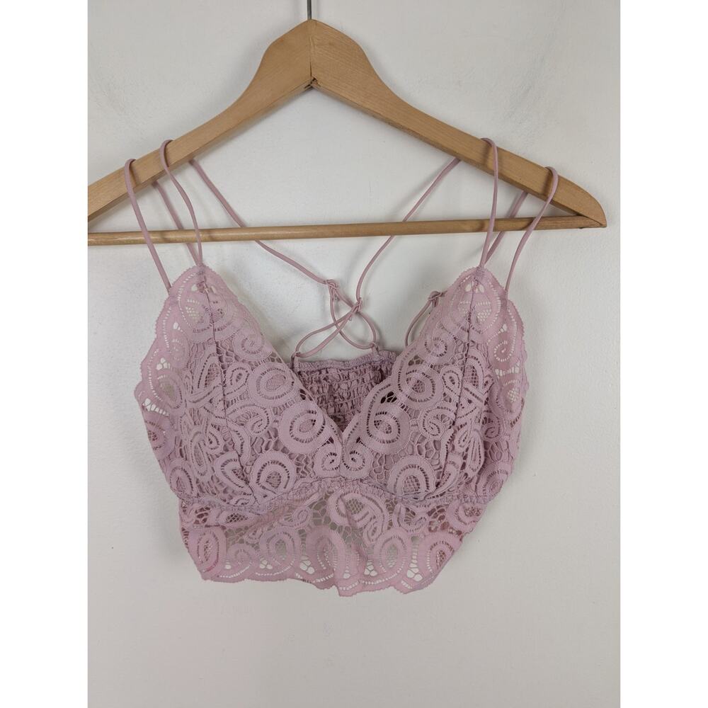 Victoria's Secret PINK Medium Lace Bralette Star Bra Pastel M Removable Pads